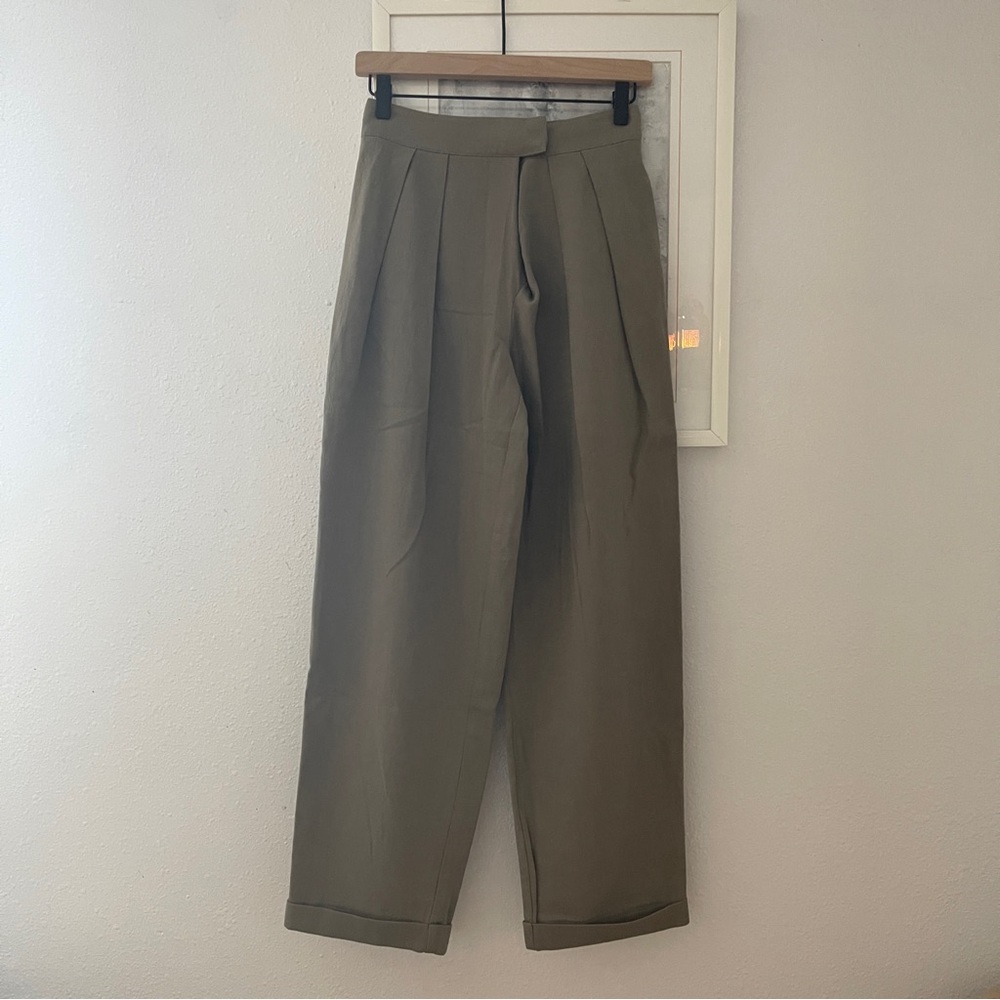 NWT Oak + Fort Casual Pleated Dress Wide Pants Women’s Size 0 Taupe
